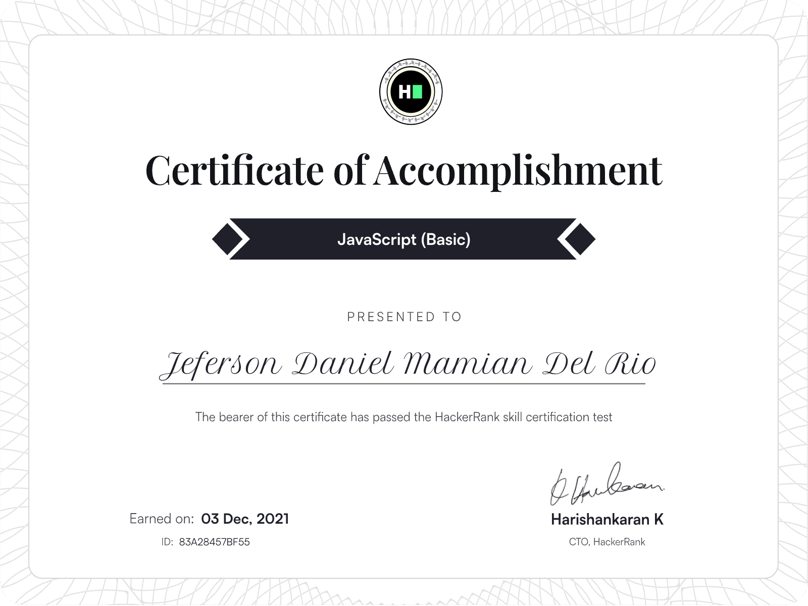 Javascript Basic Certificate