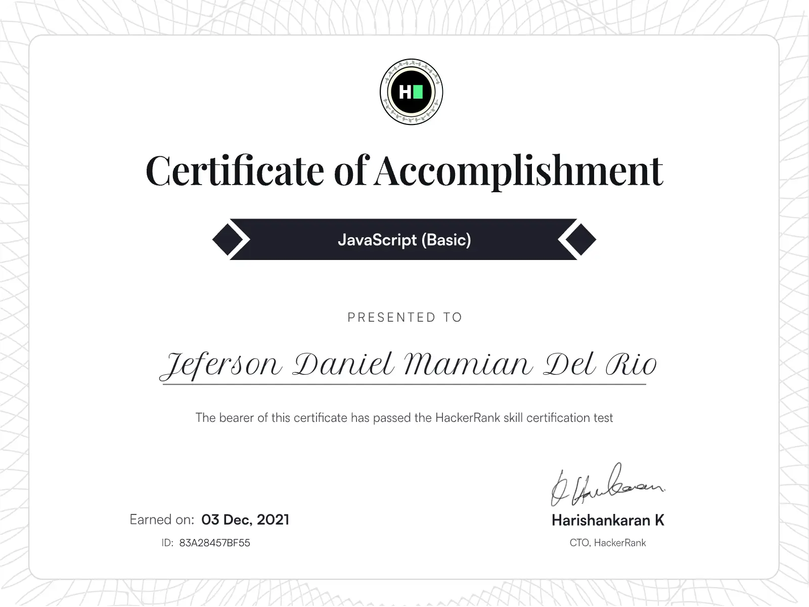 Javascript Basic Certificate