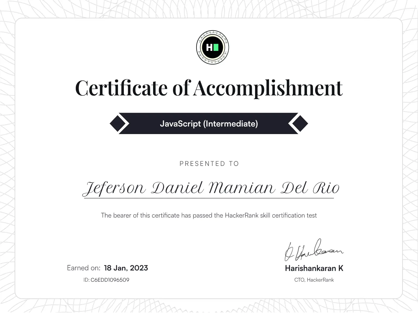 Javascript Certificate